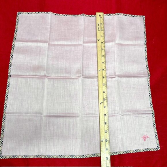 New Burberry Miniscarf/handkerchief  20" cotton/silk ligh pink nova embroid (32) - Picture 4 of 5